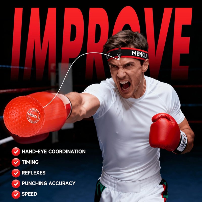 MENOLY Boxing Reflex Ball, Include 3 Boxing Balls and Red Headbands - Image 4